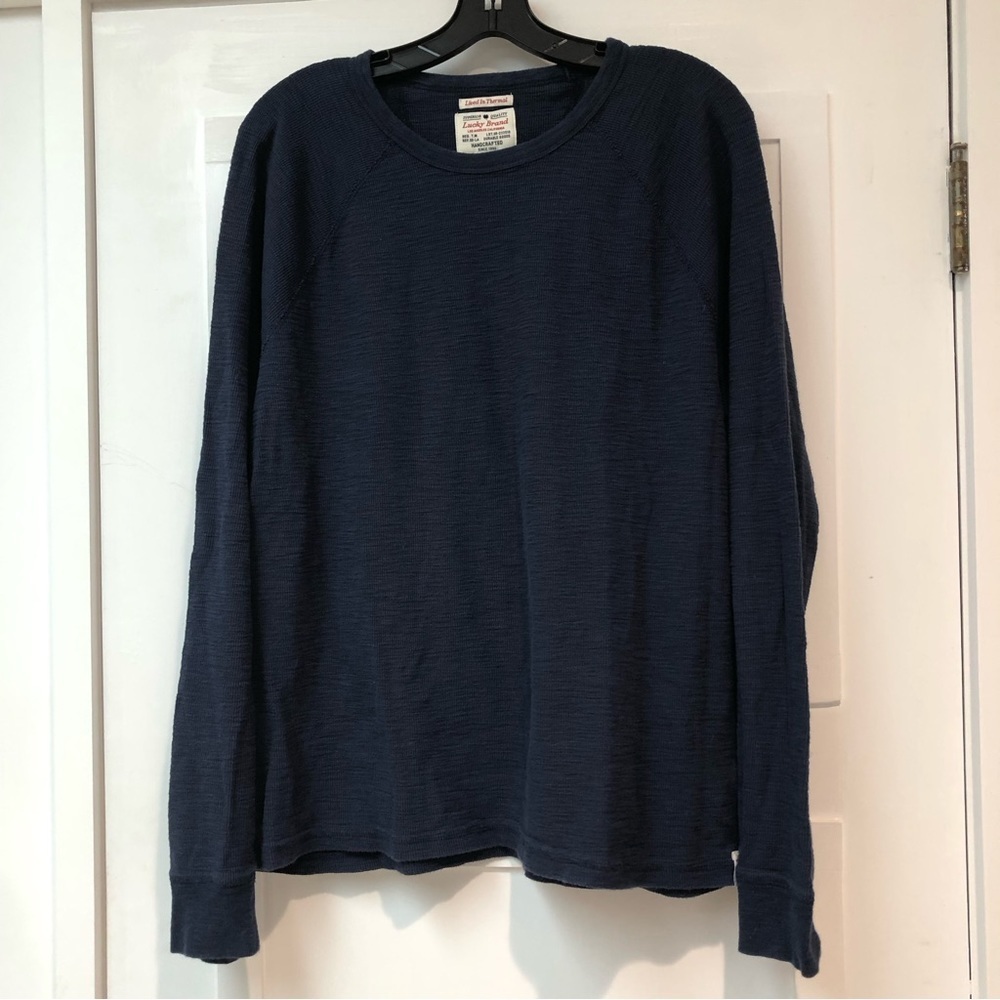 Lucky Brand Men's medium Blue Lived In Thermal Cotton Pullover Casual XL